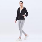 Women's Jet Black Hooded Athleisure Jacket, काला, small image number null