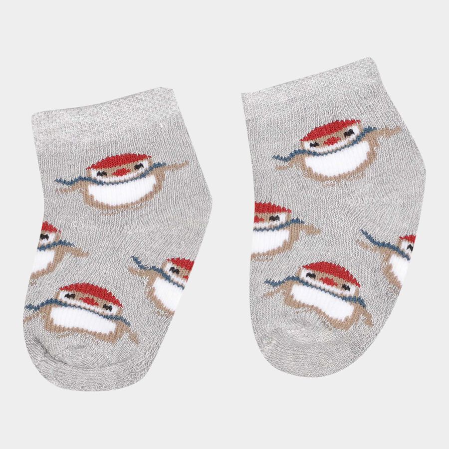 Infants Cotton Solid Socks, Melange Light Grey, large image number null