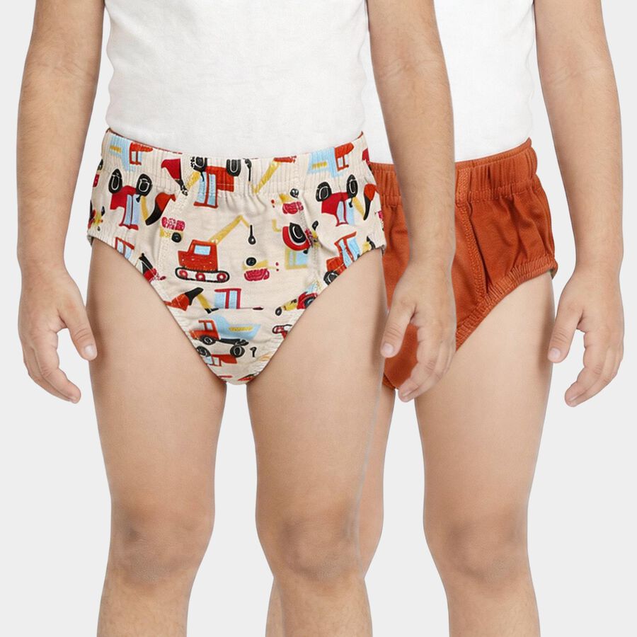 Boys' Beige Regular Fit Solid Briefs, गहरा पीला, large