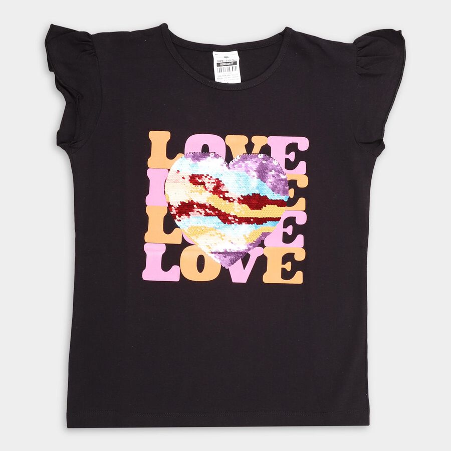 Girls' 100% Cotton T-Shirt , काला, large image number null