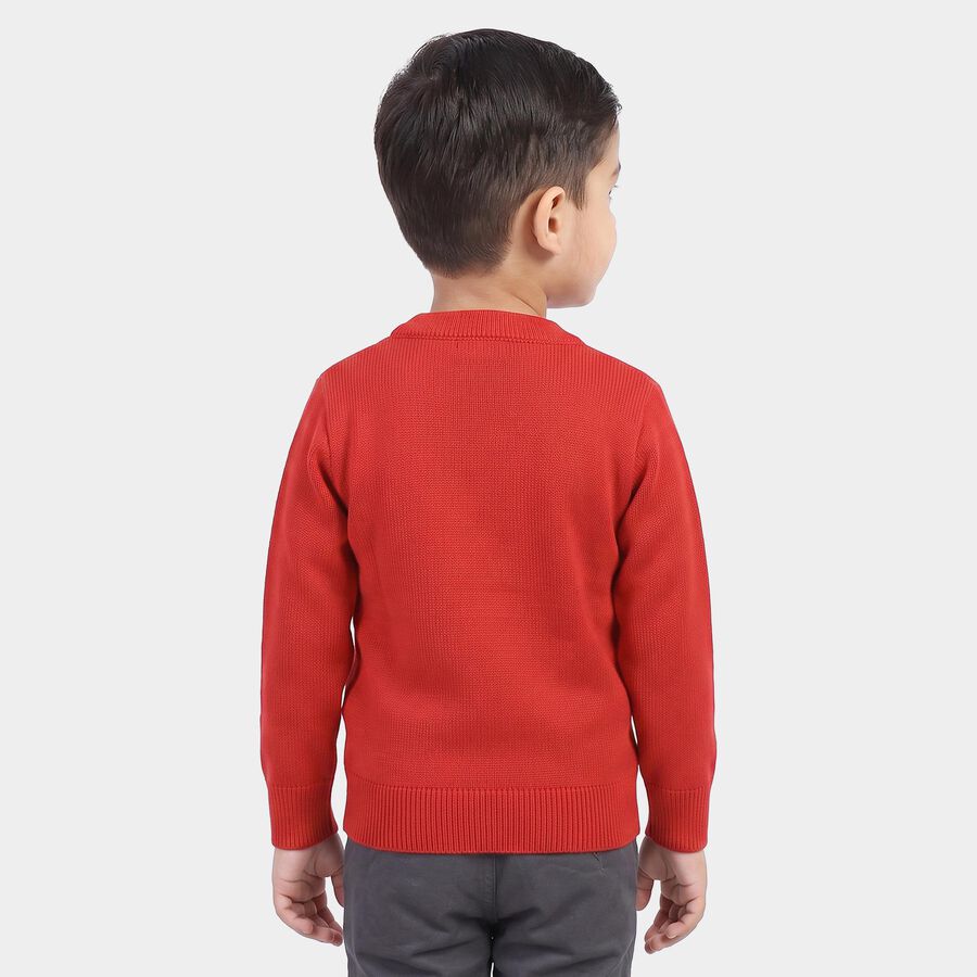 Boys Red Crew Neck Graphic Pullover, Red, large