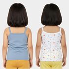 Girls Blue and White Cotton Square Neck Casual Vest, Light Blue, small