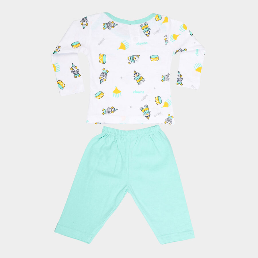 Infants Cotton Printed Baba Suit, Light Green, large image number null