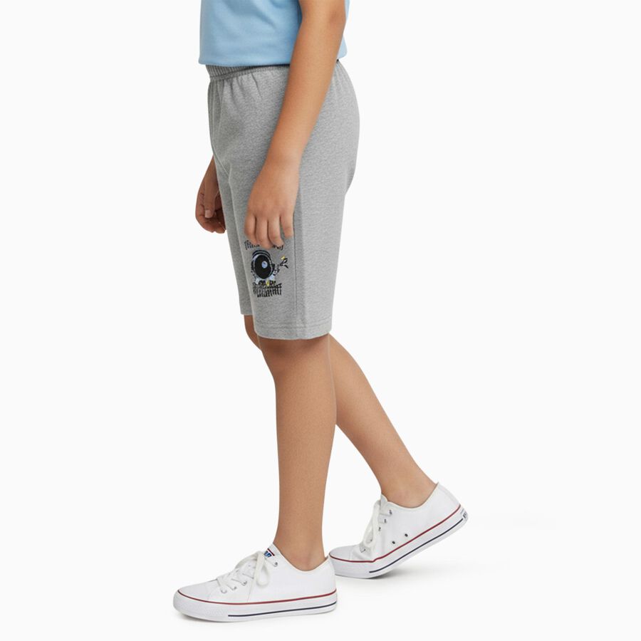 Boys Cotton Blend Bermuda Shorts, Melange Light Grey, large