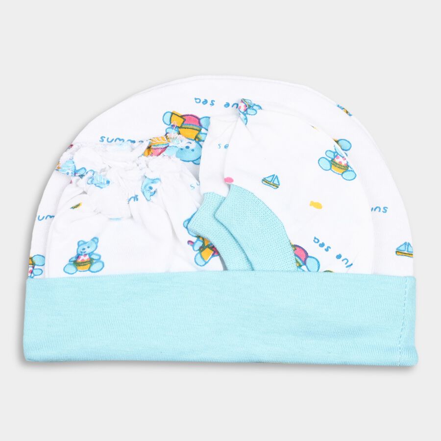 Infants' Cotton Gift Set (Cap, Mittens, Booties), White, large