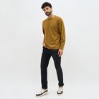Men's Mustard Yellow Round Neck Casual T-Shirt, Yellow, small image number null