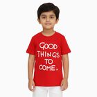 Boys Bright Cherry Red Crew Neck Casual T-Shirt, लाल, small image number null