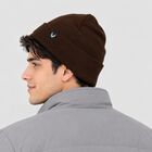 Men's Brown Cuffed Logo Beanie Cap, Brown, small