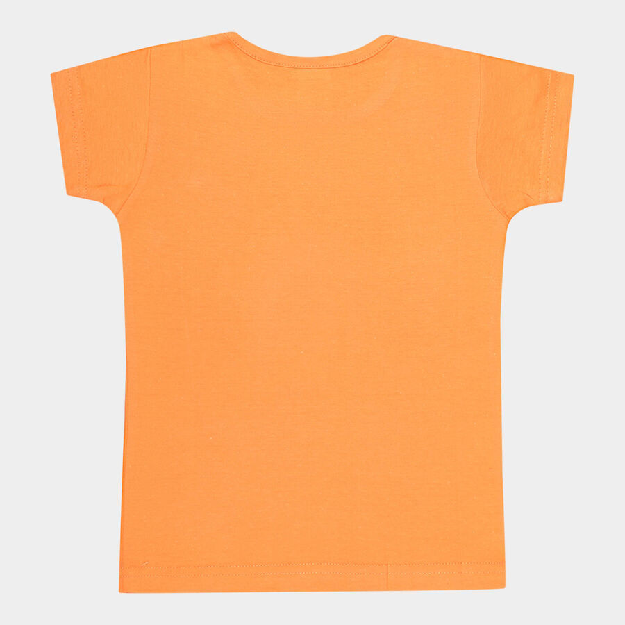 Girls Cotton T-Shirt, Orange, large image number null