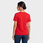Women's Fuchsia Cotton Round Neck Regular T-Shirt, रानी (फ्यूशिया), small