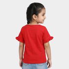Girls Red Cotton Round Neck Regular T-Shirt, Red, small