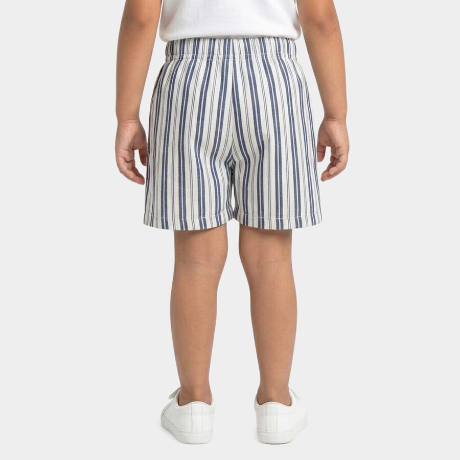 Girls Light Blue Regular Fit Striped Pull-On Shorts, हल्का नीला, large