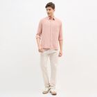 Men's Muted Dusty Pink Cotton Classic Casual Shirt, Peach, small