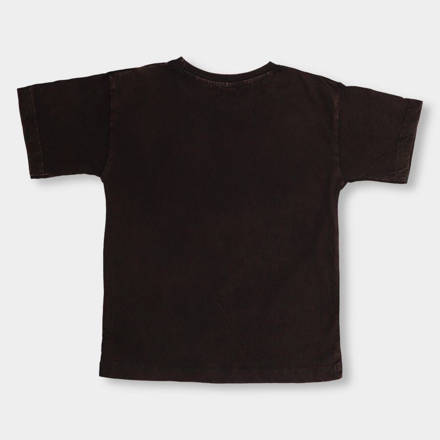 Boys' 100% Cotton Half Sleeves T-Shirt, काला, large image number null