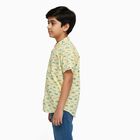 Boys Light Yellow Cotton Half Sleeve Mandarin Collar Casual Shirt, Yellow, small image number null