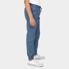 Boys' Teal Blue Regular Fit Elastic Waist Cotton Trousers, Teal Blue, small