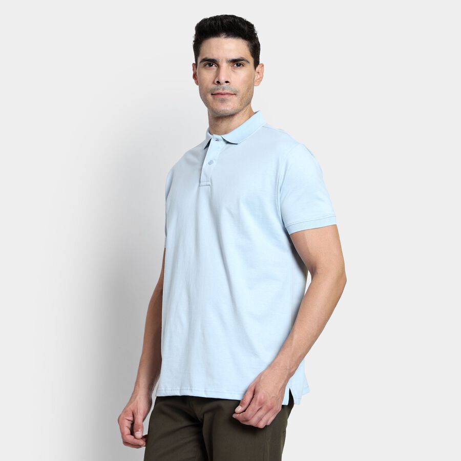 Men's 100% Cotton Collared Half Sleeves T-Shirt, हल्का नीला, large image number null