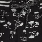 Boys' Jet Black Printed Elastic Waist Bermuda Shorts, काला, small image number null
