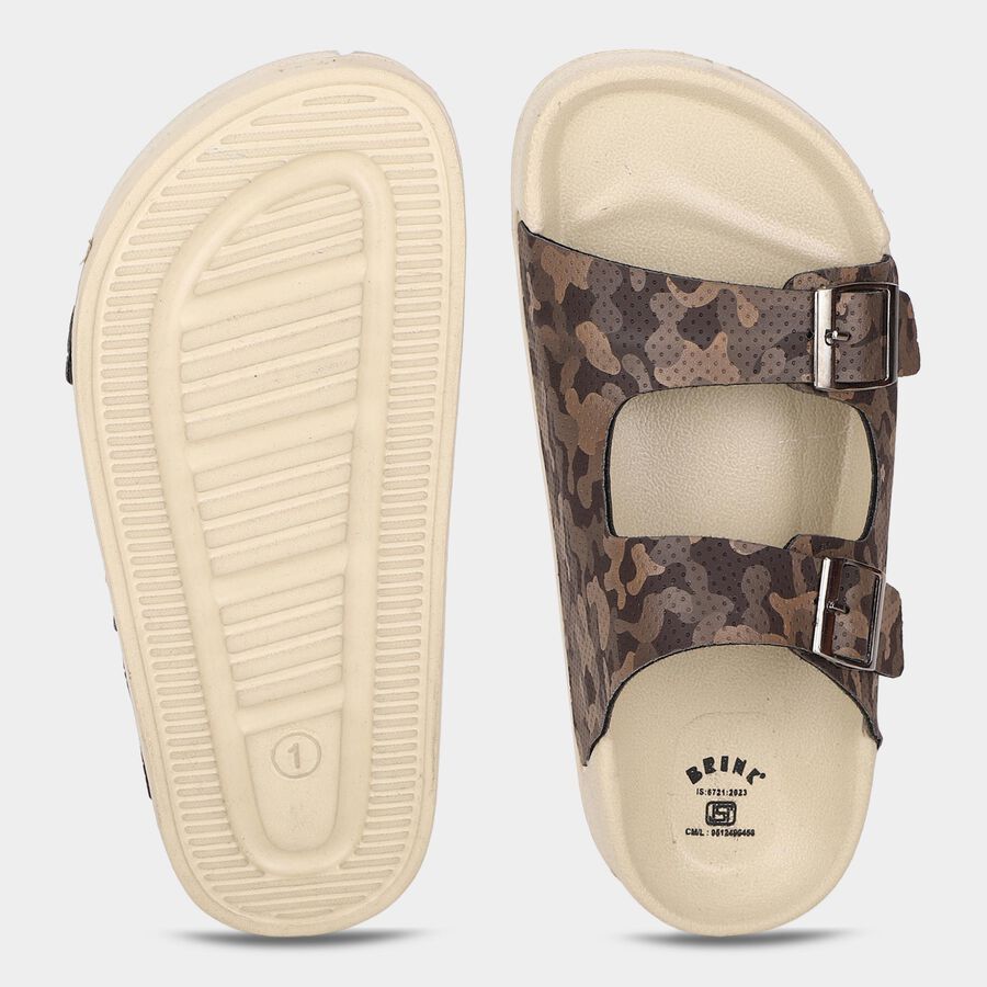 Girls' Olive Green Buckle Strap Sliders, Olive, large