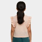 Girls' Pink Crew Neck Ribbed T-Shirt, Light Pink, small