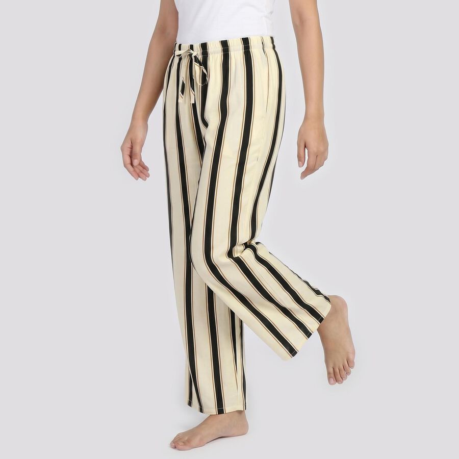 Women's White Regular Fit Solid Pyjama, Off White, large