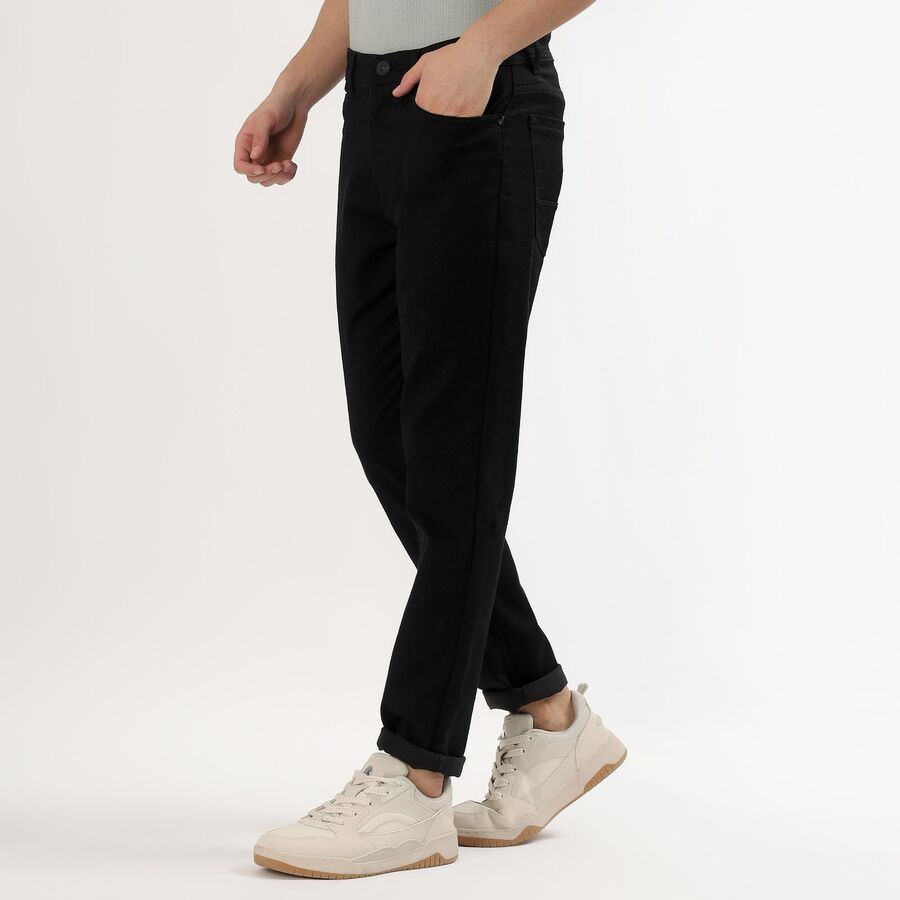 Men's Jet Black Slim Fit Jeans, काला, large image number null