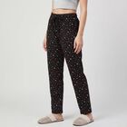 Women Black Straight Fit Heart Printed Pyjama, Black, small