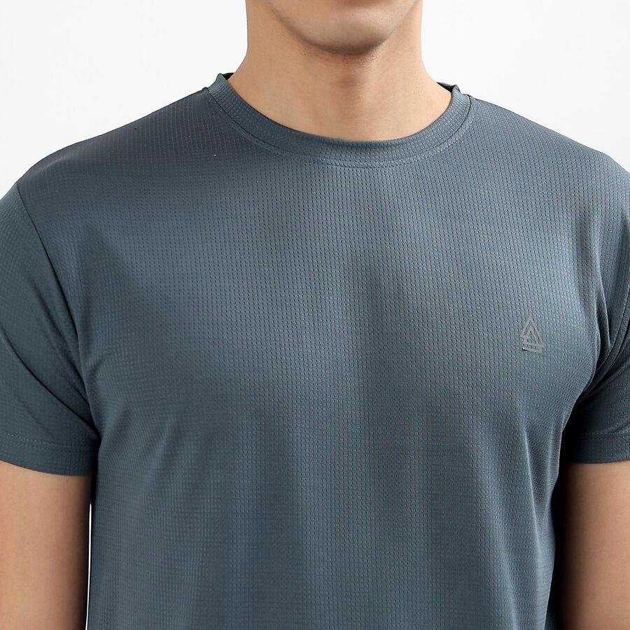 Men's Midnight Blue Crew Neck Athleisure Drifit T-Shirt, मध्यम नीला, large