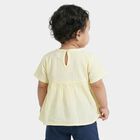 Infants Yellow Round Neck Casual Top, Yellow, small