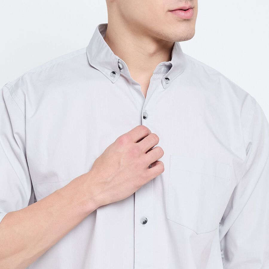 Men's 100% Cotton Casual Shirt , Light Grey, large image number null