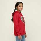 Girls Bright Cherry Red Hoodie Neck Casual Sweatshirt, Fuchsia, small image number null