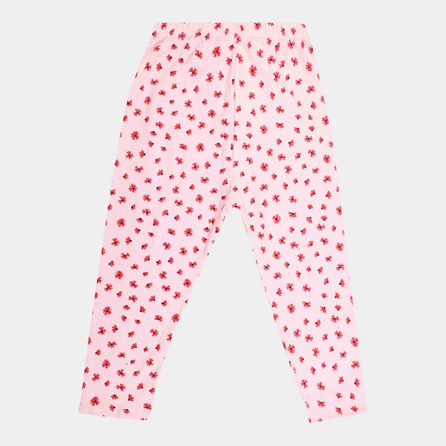 Girls Printed Ankle Length Leggings, Pink, large image number null
