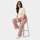 Ladies Pink Relaxed Fit Ribbed Harem Pants, Pink, small