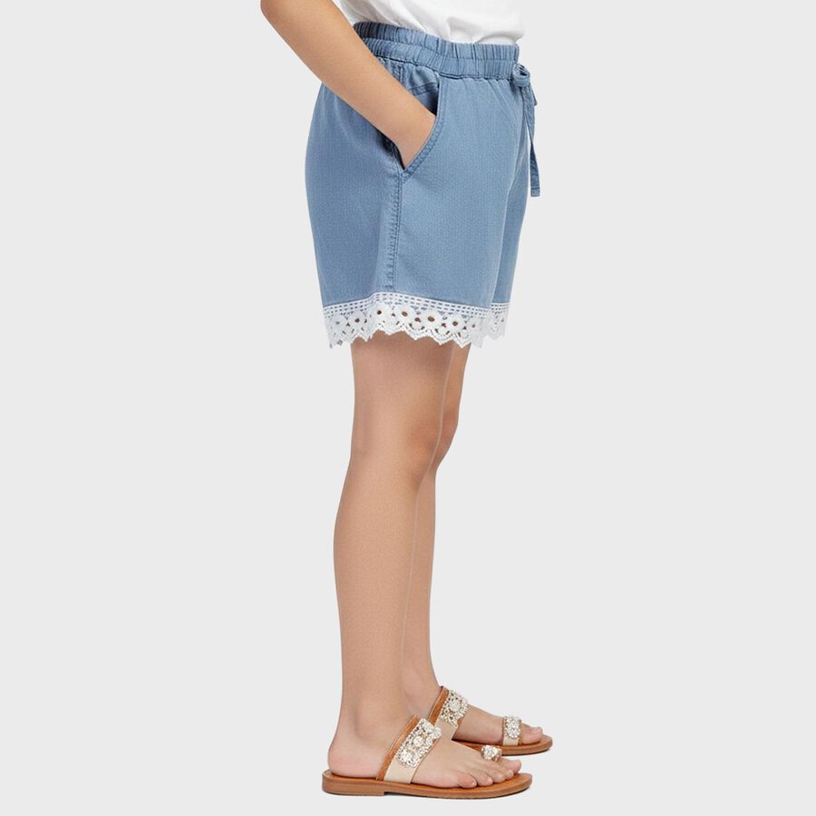 Girls' Shorts, मध्यम नीला, large
