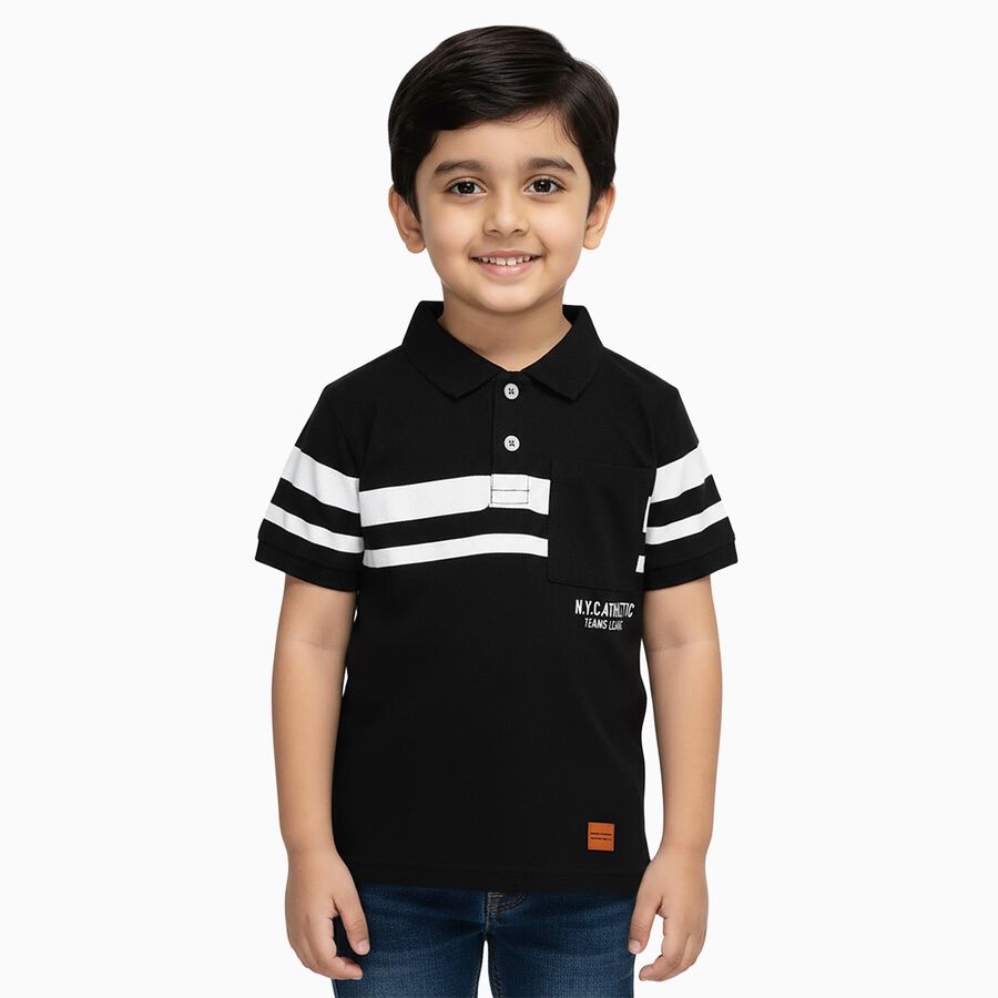 Boys' Half Sleeves T-Shirt, काला, large