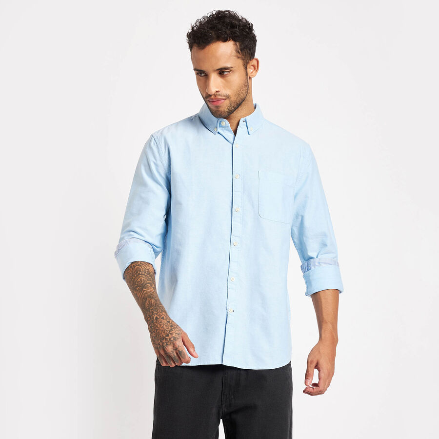 Cotton Solid Casual Shirt, Light Blue, large image number null