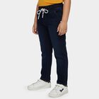 Boys' Navy Blue Elastic Waist Regular Fit Jeans, Dark Blue, small