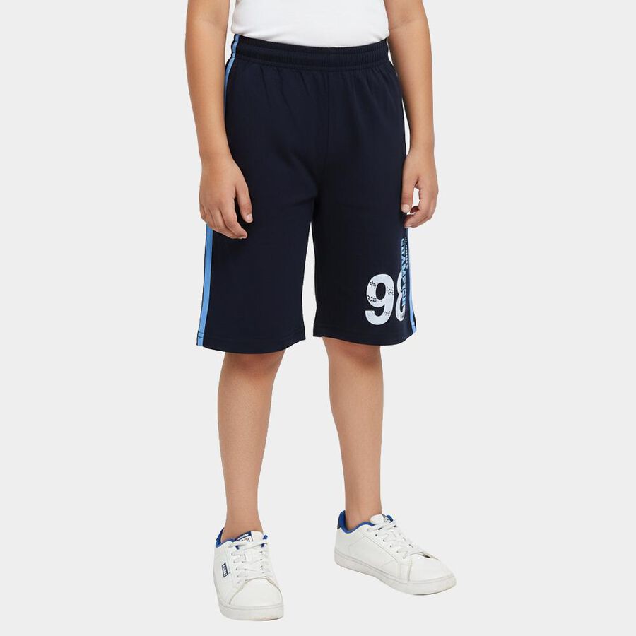 Boys' Navy Blue Regular Fit Side Tape Detail Jamaican Shorts, Navy Blue, large