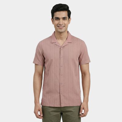 Men's Pink Cotton Classic Casual Shirt