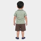 Infants' Mint Green 100% Cotton Polo Neck Printed Baba Suit, Light Green, small