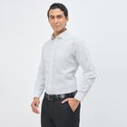 Men's Light Grey Spread Collar Classic Formal Shirt, Dark Grey, small