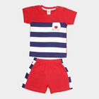 Infants Cotton Stripes Baba Suit, Red, small image number null