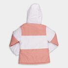 Girls' Light Pink and White Hooded Casual Jacket, Light Pink, small image number null