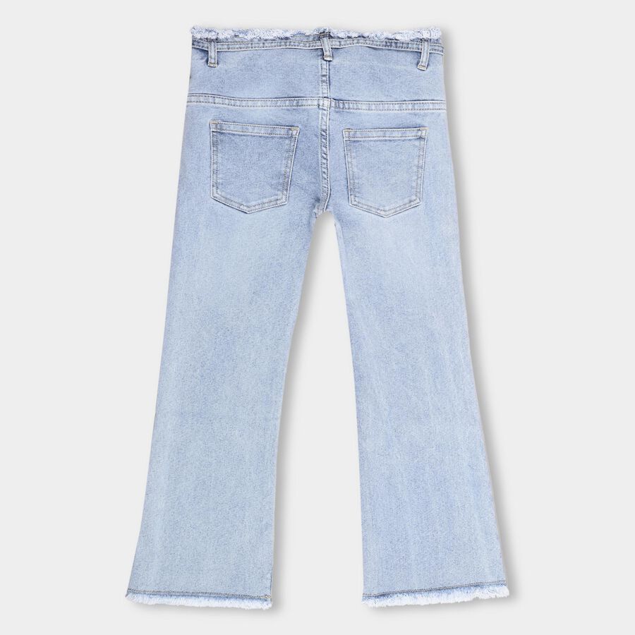 Girls' Light Blue Flared Fit Buttoned Jeans, Light Blue, large image number null