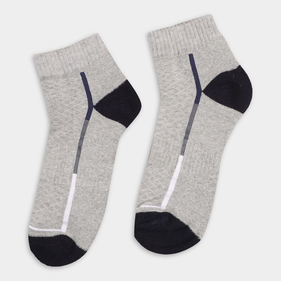 Men's Light Gray and Dark Gray Ankle Length Socks Pack of 3, नेवी ब्लू, large image number null