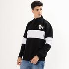 Men's Jet Black Zip Neck Casual Sweatshirt, काला, small image number null
