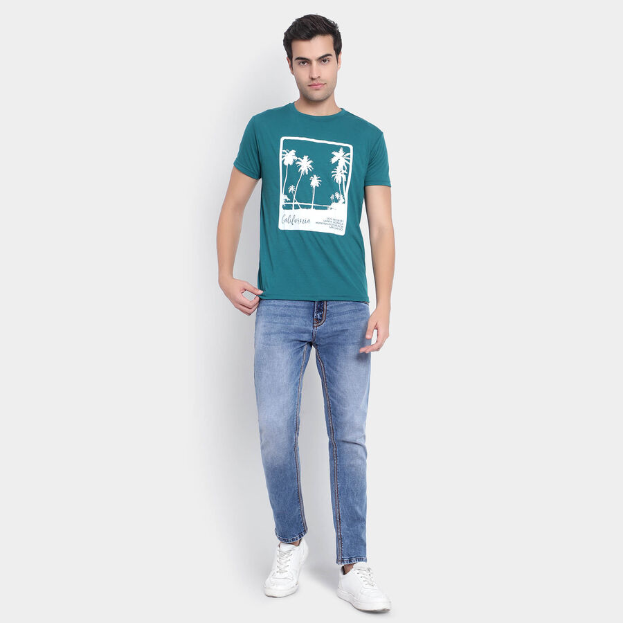 Round Neck T-Shirt, Teal Blue, large image number null