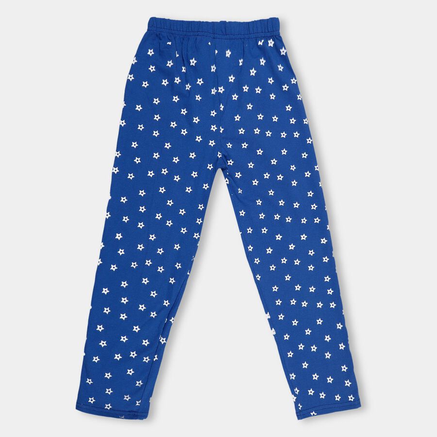 Boys' Muted Sage Green Regular Fit Printed Pyjama, Royal Blue, large image number null