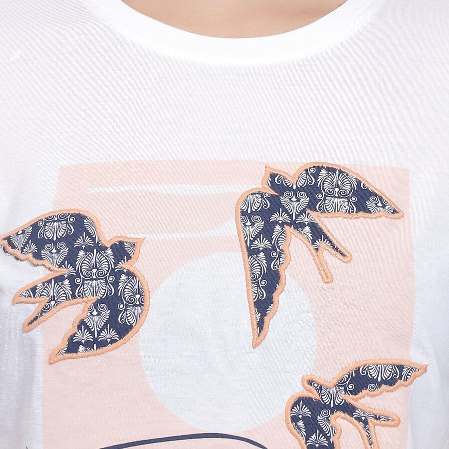 Ladies' Round Neck T-Shirt , सफ़ेद, large image number null