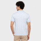 Men's Light Blue Cotton Polo Neck Printed T-Shirt, Light Blue, small